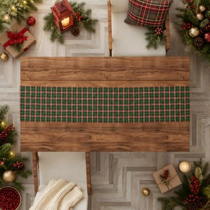Christmas Decorations - Red Green Plaid Christmas Table Runner - color: Christmas Plaid