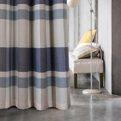 always4u 100% Blackout Plaid Curtains for Bedroom Living Room Woolen Look Black Tartan Grommet Thermal 2 Panels 54 * 95 Blue White - color: Blue White, size: 54"W x 95"L (Pack of 2)