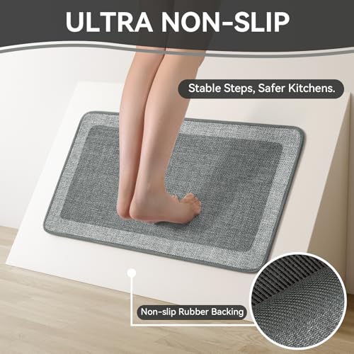 Kitchen Rugs Non Slip Rubber Backing Kitchen Mat 17"x71" Grey - color: Grey, size: 17"x71"