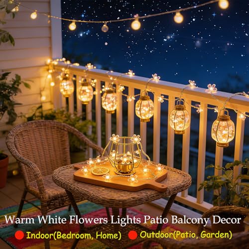 Decorative 100 LED Warm White Cute Cherry Blossom Flower Fairy Light String - color: Warm White