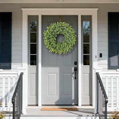 26"Artificial Boxwood Wreath, Large Fake Hanging Plant for Front Door Decor