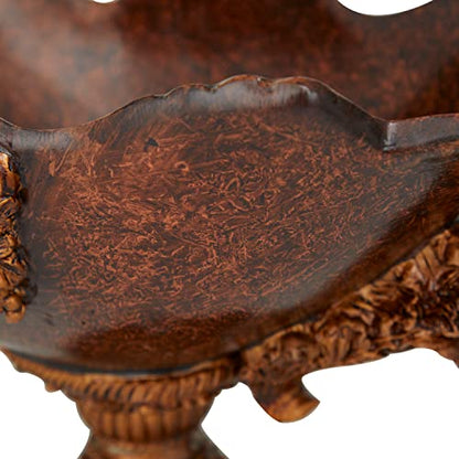 Deco 79 Polystone Floral Ornate Decorative Bowl, 23" x 10" x 11", Dark Brown