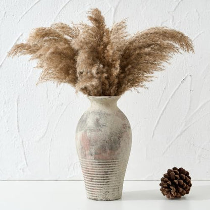 LUKA Ceramic Rustic Flower Vase Home Decor-11 inches Large Tall Retro Vases - color: Terracotta-11inches