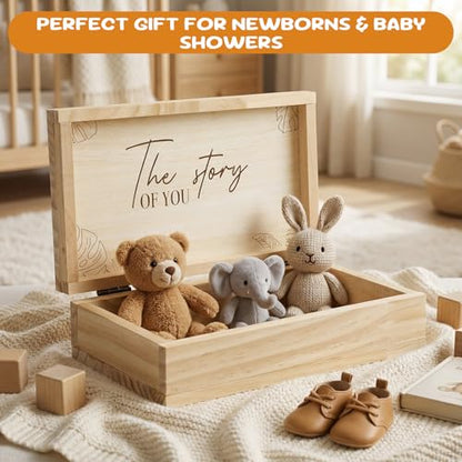 CroBlissful Safari Baby Keepsake Box Wooden Jungle Animals Memory Storage