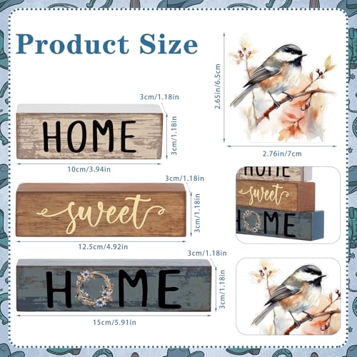 Cinnvoice 4 Pcs Chickadee Wooden Block Decor Farmhouse Tiered Tray Signs - style: Poppy Tit