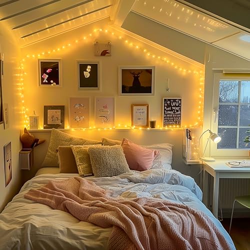 JMEXSUSS 400 LED Fairy Lights Plug in, Remote Control Twinkle Lights - color: Warm White, size: 132FT 400LED