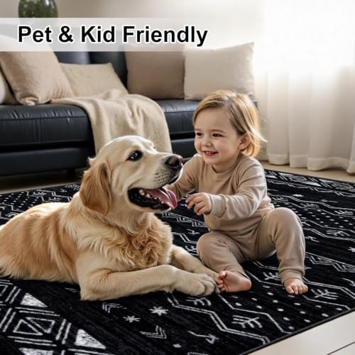 SERISSA 2x4 Washable Non-Slip Boho Runner Rug for Entryway - color: Black, size: 2' x 4' (Rectangular)
