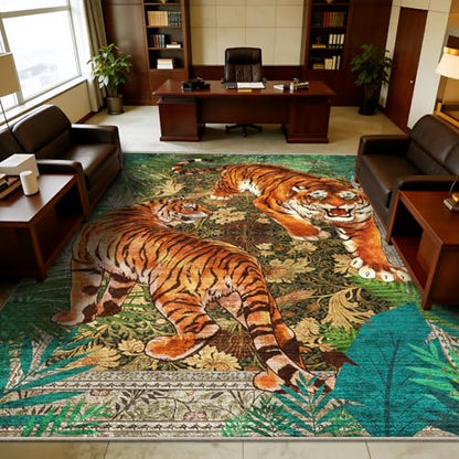 AooHHooA Tiger Area Rug 8x10, Tiger Rugs for Living Room Green - color: Tiger-1, size: 8' x 10' (Rectangular)