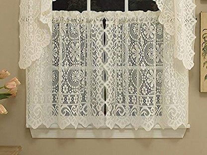 Sweet Home Collection Old World Style Kitchen Curtain 36" Tier Hopewell Cream - color: Hopewell Cream, size: 29"W x 36"L (Pack of 1)