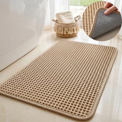 Upgraded Non Slip Waffle Bath Mat, Super Absorbent Bathroom Rug, 20x30 inch - color: Brown