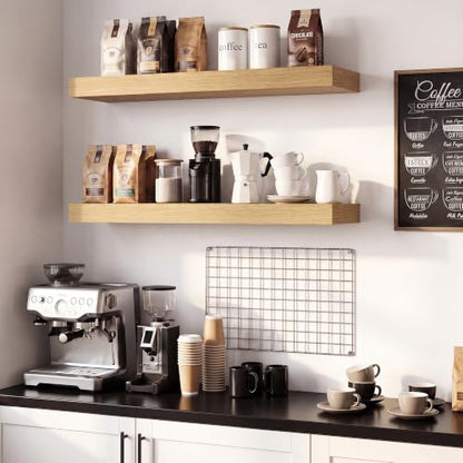 Vivelove Deep Floating Shelves, 30 x 8 Inch, Oak, Set of 2 - color: Oak, size: 30"Wx8"Dx1.4"H