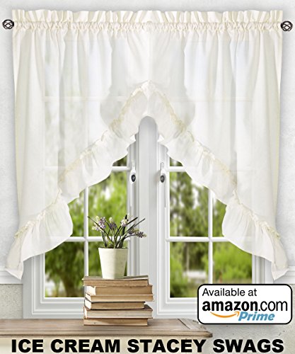 Ellis Curtain Stacey 54-by-13 Inch Ruffled Filler Valance (Ice Cream) - color: Ice Cream