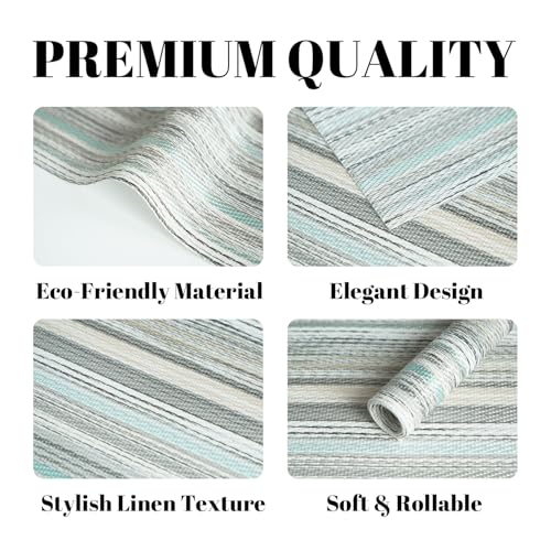 Placemats Set of 4 Vinyl/Plastic Woven Place Mats for Kitchen Table Indoor/Outdoor Washable Placemat Wipeable Dining Table Mats (Turquoise,4) - color: B-turquoise, size: 4 pcs