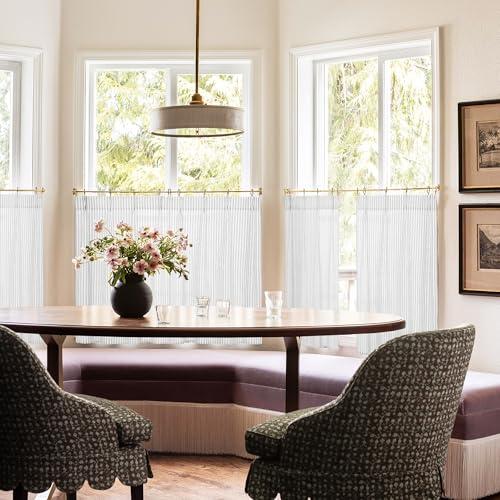 Lino Rosa Small Window Curtains 24 x 18 Inch Length,Sheer Semi Pleated Grey and White Curtains for Kitchen Bathroom Windows - color: Grey, size: 24"W x 18"L (Pack of 2)