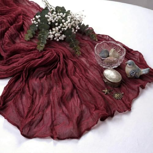 10 Pack Burgundy Cheesecloth Table Runner 17 x 108 Inch - color: Burgundy, size: 10Pcs - 9 Ft