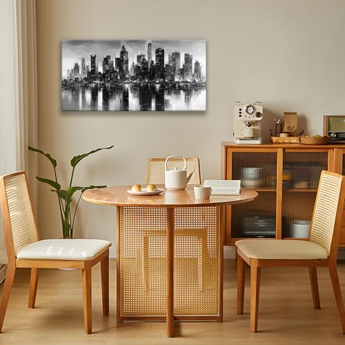 New York City Wall Art Brooklyn Bridge Wall Art Print Paintings 20 × 40 In - color: black, size: 40"L x 20"W