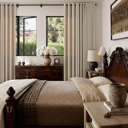 Taupe Neutral Linen Privacy Curtains 84 Inches Long for Living Room - color: Burlywood Birch, size: 52"W x 84"L (Pack of 2)