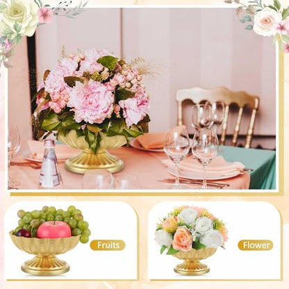 2 Pcs Metal Compote Vase, Floral Centerpiece Bowls, Bright Gold - color: Bright Gold