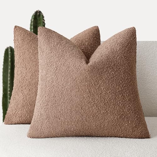 Foindtower Textured Boucle Throw Pillow Covers 16x16 Dusty Orange Hazel - color: Hazel, size: 16" x 16" (Pack of 2)