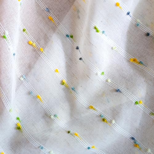 jinchan Green Pom Pom Voile Kitchen Tier Curtains 24 Inches 2 Panels - color: Dottie Sunlit Grove, size: 26"W x 24"L (Pack of 2)