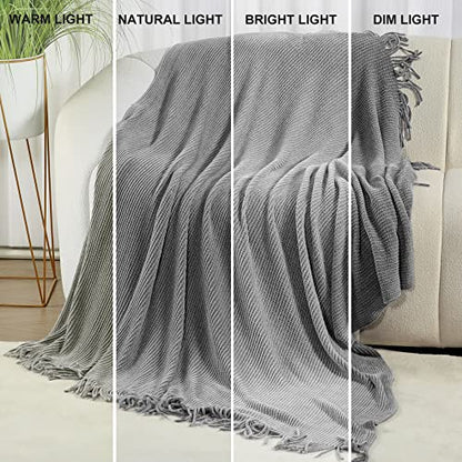Blagic Chenille Throw Blanket for Couch and Bed,Light Gey,50"x60" - color: F-grey, size: 50 × 60 in