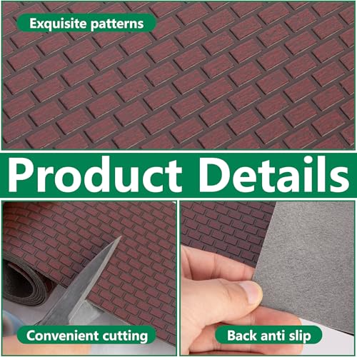 4 Pcs Christmas Village Reddish Brown Brick Road, Xmas Village Accessories - color: 39"x 3.5"-reddish Brown