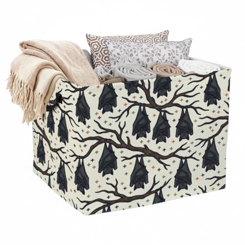 Halloween Bat Theme Laundry Hamper, 56L Large Foldable Laundry Basket with Handles, for Family Clothes, Toy Storage Bin, Blankets,Decorative Organizer for Shelves & Closet Home Decor Bedroom & Nursery - color: Halloween Bat Theme