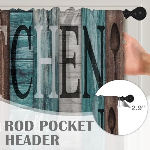 Emvency Valances for Windows, 2 Pack, 52x18 Inch, Farmhouse Coastal - color: Kitchen Teal, size: 52"W x 18"L (Pack of 2)