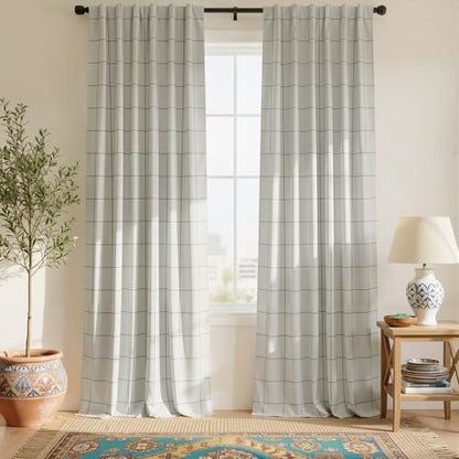 NICETOWN 100% Blackout Plaid Bedroom Curtains, Black, W52xL84, 2 Panels - color: Black, size: 52"W x 84"L (Pack of 2)