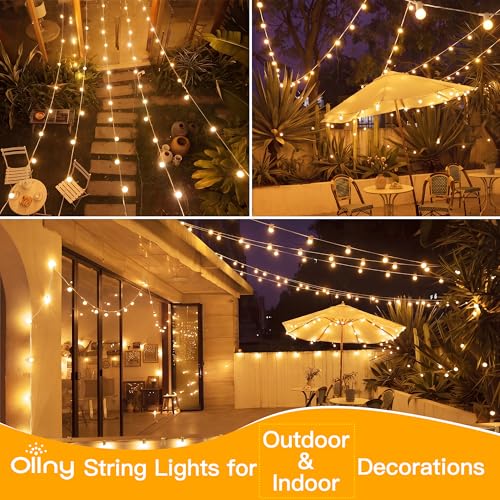 Ollny Outdoor String Lights, 100FT LED Patio Lights Waterproof White Wire - color: White Wire, size: 100FT-Warm White