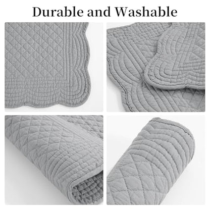 HOMBYS Quilted Placemats Set of 6 Washable-13x18 inches Rectangular Placemats for Kitchen Table-100% Cotton Fabric Rectangular Table Mats, (Dark Grey) - color: Dark Grey