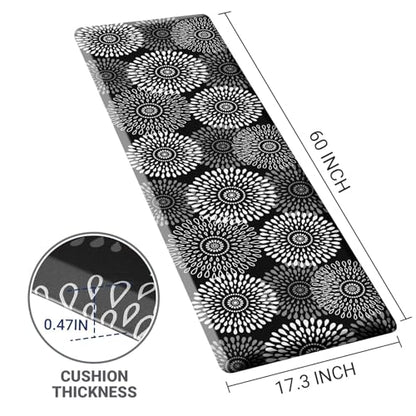 Kitchen Mat Water-Resistant Kitchen Rugs Cushioned Anti-Fatigue Floor Mat - color: Black, size: 60"L x 17.3"W x 0.5"Th