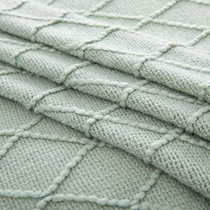 Homiest Aqua Knitted Throw Blanket with Fringe, 50x60 Inch - color: Aqua, size: 50" x 60"