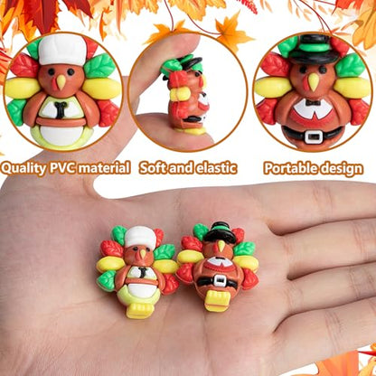 30 Pcs Thanksgiving Mini Turkey Figurines, Miniature Turkey Ornaments - color: Fall, size: 30 Pcs
