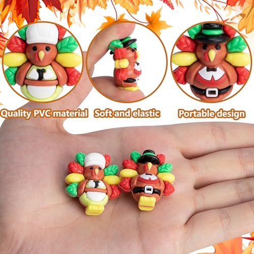 60 Pcs Thanksgiving Mini Turkey Figurines, Miniature Turkey Ornaments - color: Fall, size: 60 Pcs