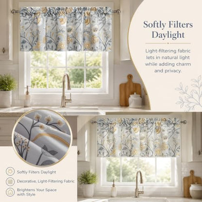 Leeva Linen Textured Kitchen Valances for Windows, 52 x 18, 1 Panel - color: *M11, size: 52"W x 18"L (Pack of 1)