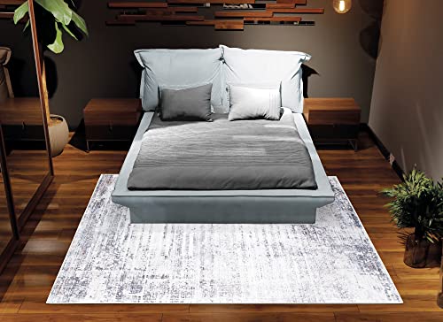 Bloom Rugs Washable Non-Slip 2' x 3' Rug - Gray/Charcoal/Blue Modern Abstract Area Rug for Living Room, Bedroom, Dining Room, and Kitchen - Exact Size: 2' x 3' - color: Gray / Charcoal / Blue, size: 2' x 3' (Rectangular)
