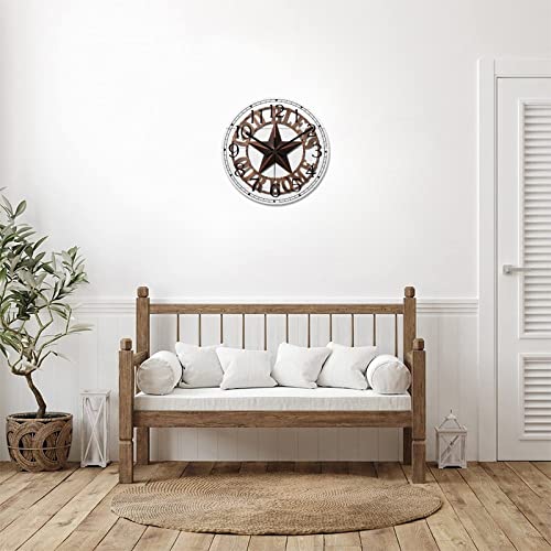 Round Farmhouse Wall Clock Western Texas Star Country Style Wood Clock Quiet Non-Ticking Battery Operated Easy to Read Classic Wall Art Analog Clock for Living Room Kitchen Bathroom 10 Inch - color: Style-1, size: 10in