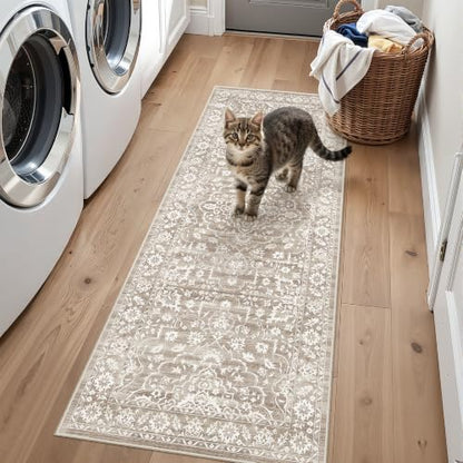 Soalmost Runner Rug Non-Slip for Kitchen 2x5, Washable Soft Hallway Rug - color: Light Brown, size: 2' x 5' (Runner)