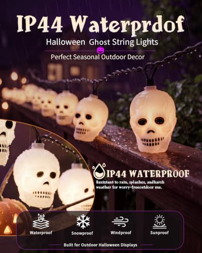 8.5FT Halloween Skull String Lights, Plug-in 10 LED Decor - color: Grimace String Lights
