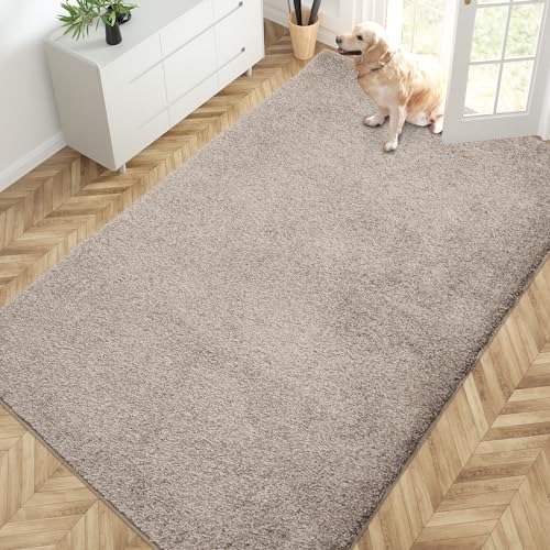 PURRUGS Area Rug, 54" x 84", Taupe - color: Taupe, size: 54" X 84"