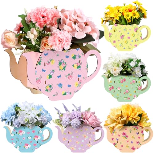 Cinnvoice Wooden Centerpieces for Table, Tabletop Boxes, 6, Tea - style: Tea