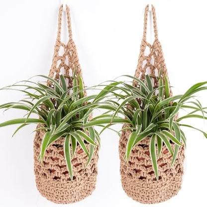 2PK Hanging Planter for 6 Inch Pot, Wall Planters for Indoor Plants (Jute) - color: Jute