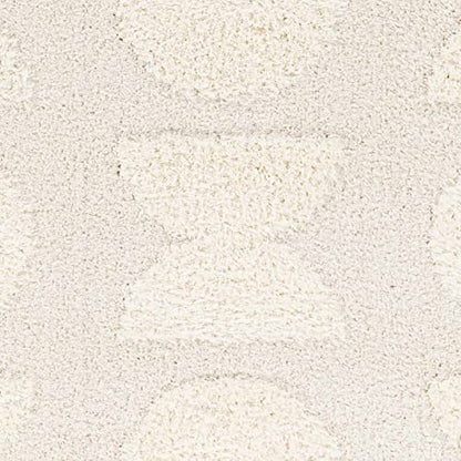 Hauteloom Dason Hallway, Kitchen Runner Rug - Geometric Abstract Circles Square - Contemporary Modern Scandinavian Minimalist Tone - Off White, Beige, Medium Gray, Cream, White - 2'7" x 7'3" - size: 2'7" x 7'3" (Runner)