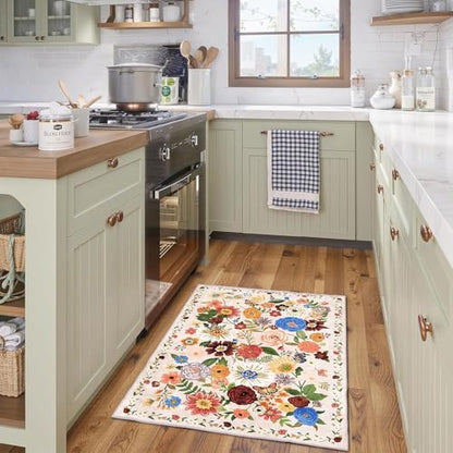 Bath Mat 17x24 Non Slip, Washable Low Pile Area Rug, Beige - color: Blush Beige, size: 1'4" x 2' (Rectangular)