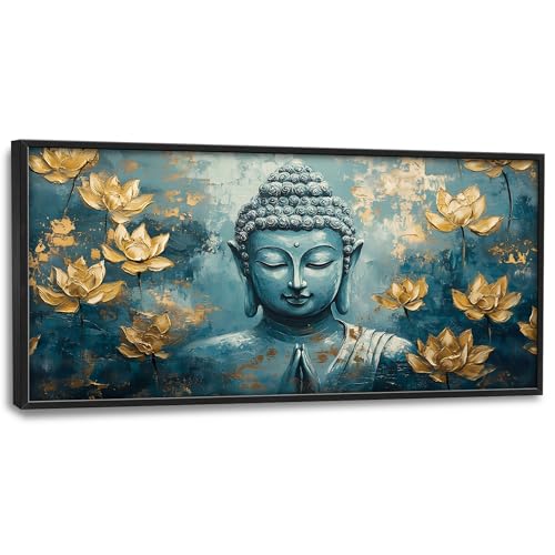 Buddha Large Wall Art Framed Wall Decor for Living Room Buddhist Lotus Pictures Oversized Canvas Print Painting Modern Extra Large Artwork for Bedroom Office 60"x30" - color: Buddha, size: 60"L x 30"W