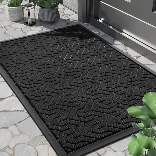 Yimobra Indoor Outdoor Mats for Front Door, Black, 29.5x17 - color: Black, size: 29.5x17 Inch