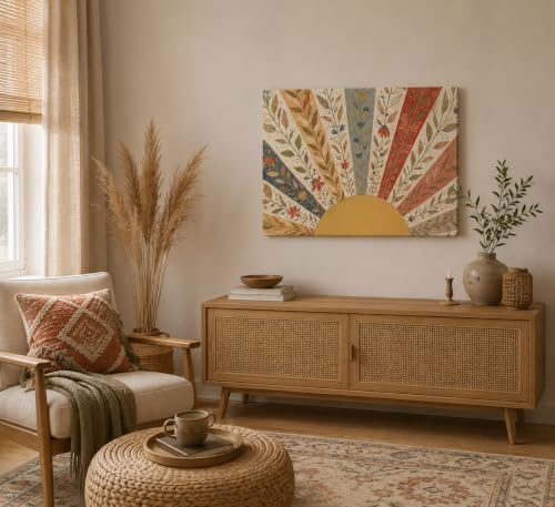 KecKoth Boho Sun Canvas Wall Art 16x24Inch - color: Canvas Sun, size: 24"L x 16"W