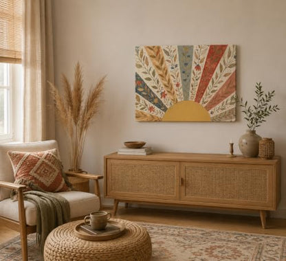 KecKoth Boho Sun Canvas Wall Art 16x24Inch - color: Canvas Sun, size: 24"L x 16"W