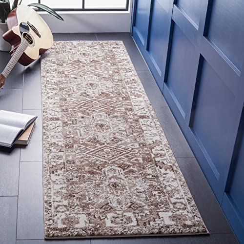 SAFAVIEH Vintage Hamadan Runner Rug 2'3"x8', Brown & Ivory VTH211T - color: Brown/Ivory, size: 2'3" x 8' (Runner)